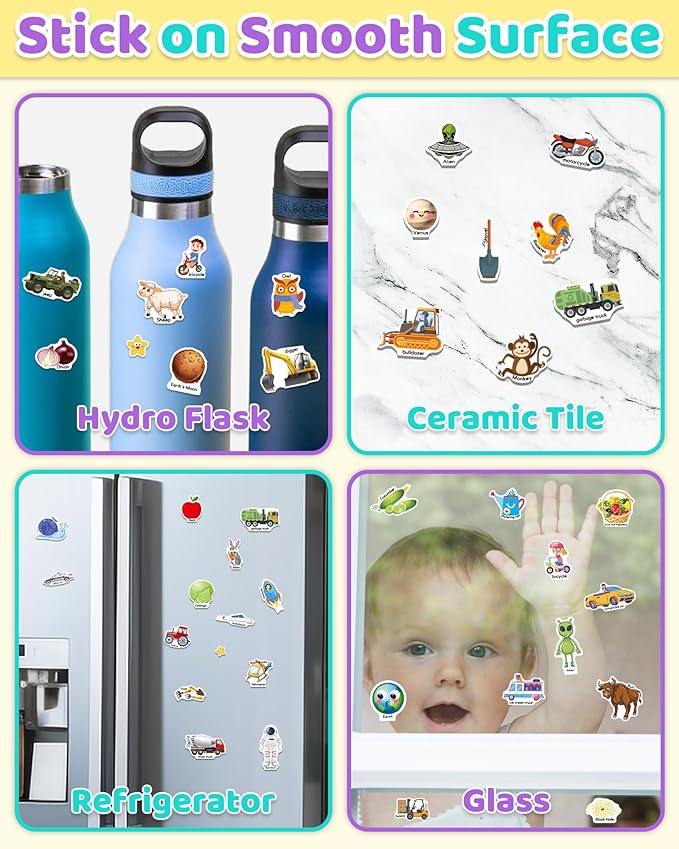 Benresive Reusable Sticker Book for Toddlers, Stickers for Kids, Travel Toys for Arts & Crafts Activities, Birthday Gift for Boys & Girls, Farm, Space and Vehicle Themes