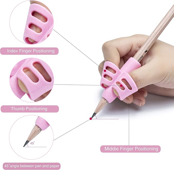 Pencil Grips for Kids Handwriting Left Handed, Toddlers 2-4 Years, Soft Silcone Training Grip with Assorted Colors, Pack of 5