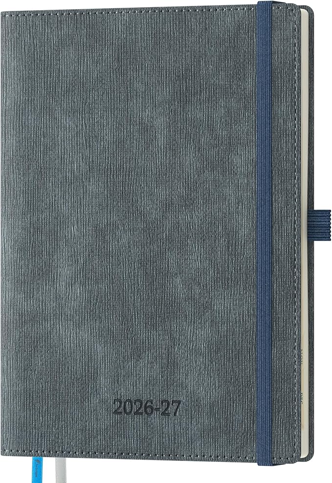 2026-2027 Weekly and Monthly Planner (July 2026–December 2027),6.5"x8.5",Vertical Layout,18 Months Agenda with Month Tabs & Pocket, Academic Calendar with Vegan Leather Cover,Charcoal Gray