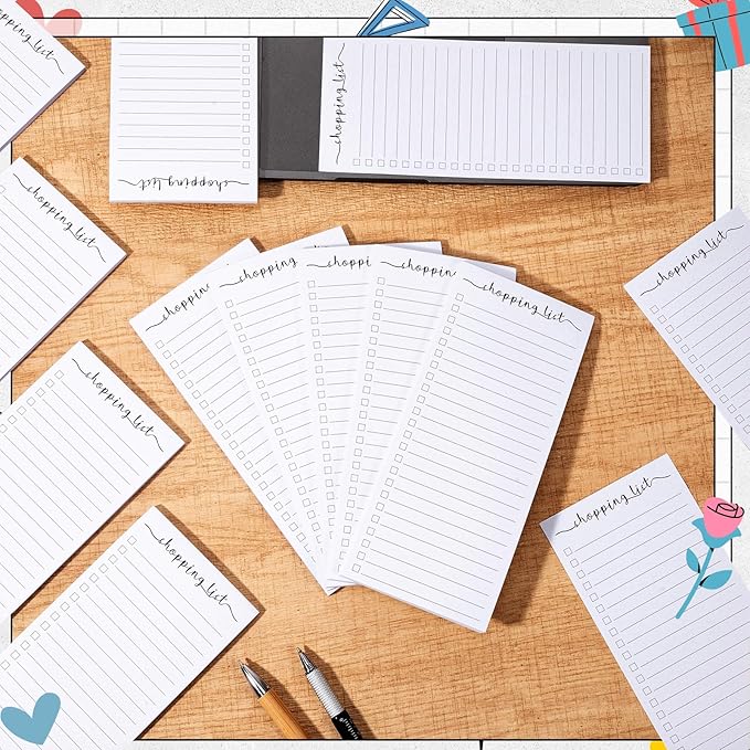 Censen 10 Pack 500 Sheets Shopping List Notes Daily Checklist Notepads with 50 Sheets Each Undated Memo Pad Color Block Shopping List Pad Weekly Plan Notepad Organizer Planners(White)