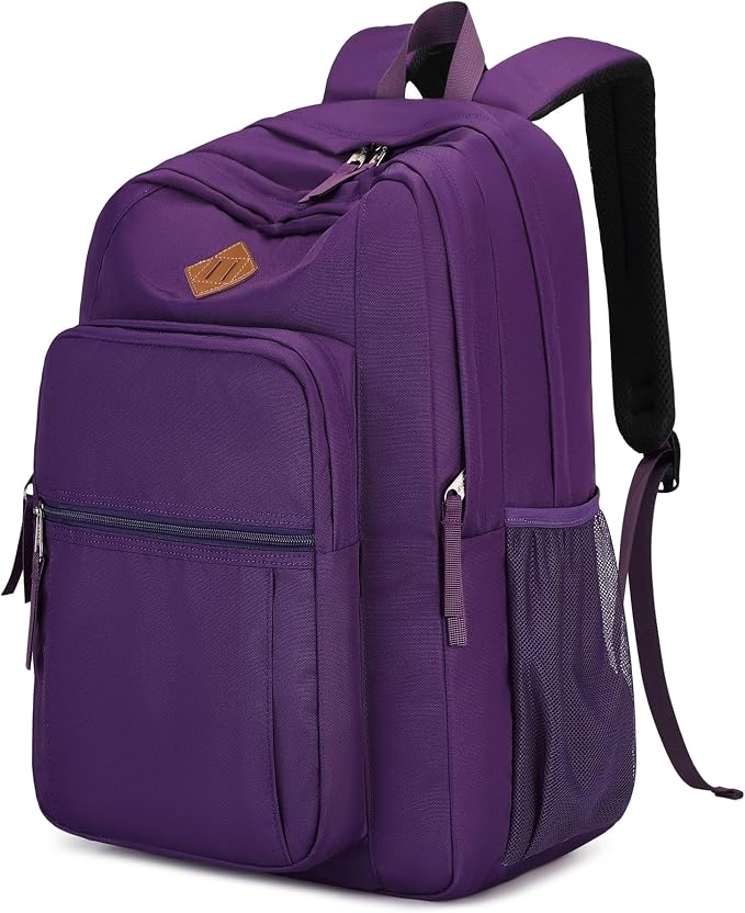 abshoo Girls Solid Color Backpack For College Women Water Resistant Large School Bag (Purple)