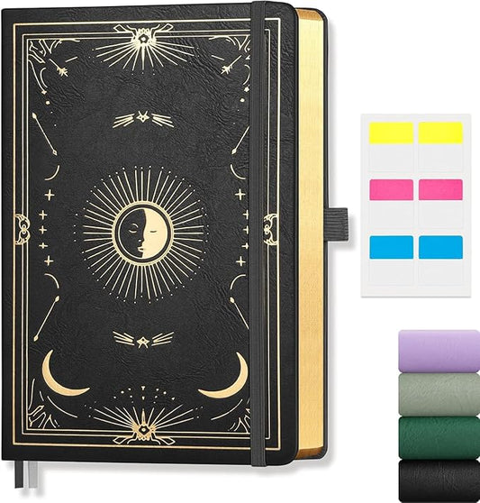 Lined Journal for Women Men, 192 Pages A5 Notebook Journal, Hardcover Notebook with 100Gsm Thick Pages, Leather Note Book for Writing, Travel, Business, Office, Prayer 5.7 x 8.3,Black