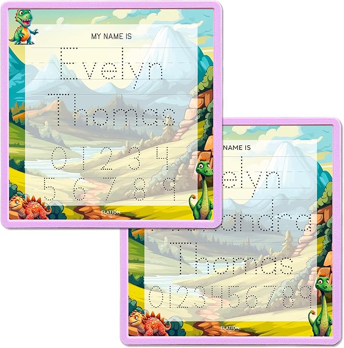 Kid's Name Tracing Board | Dry Erase Letter Tracing | Reusable Writing Practice Board | Personalized | Dinosaur Friends Theme