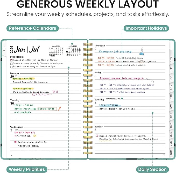Planner 2026-2027, Academic Year Monthly and Weekly Calendar Planner, Jul 2026 - Jun 2027, Hardcover Teacher Student Planning Agenda book with Tabs, Perfect for School Office Supplies, 8.5" x 11" - Depths Whale