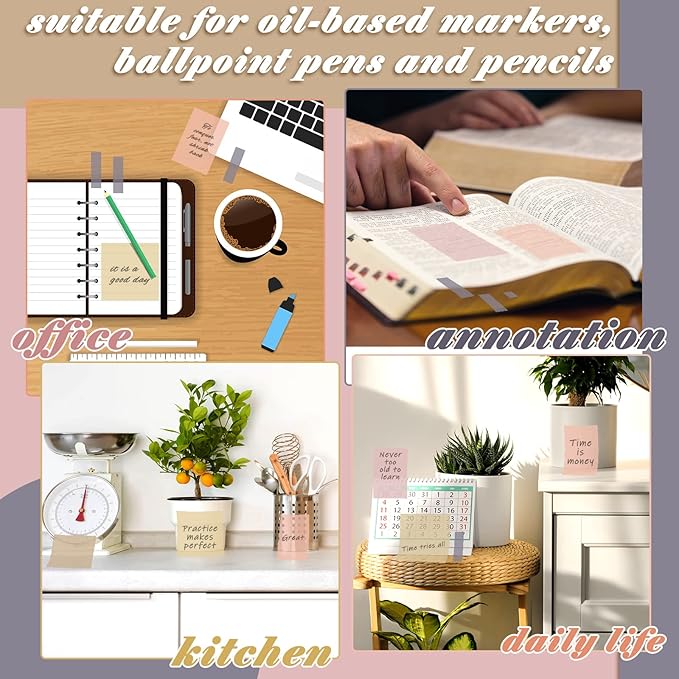 900 Pcs Bible Sticky Notes Bible Study Supplies Transparent Journaling Supplies Book Annotation Tools Translucent Clear Office Notes with Marker See Through Self(Classic Color)