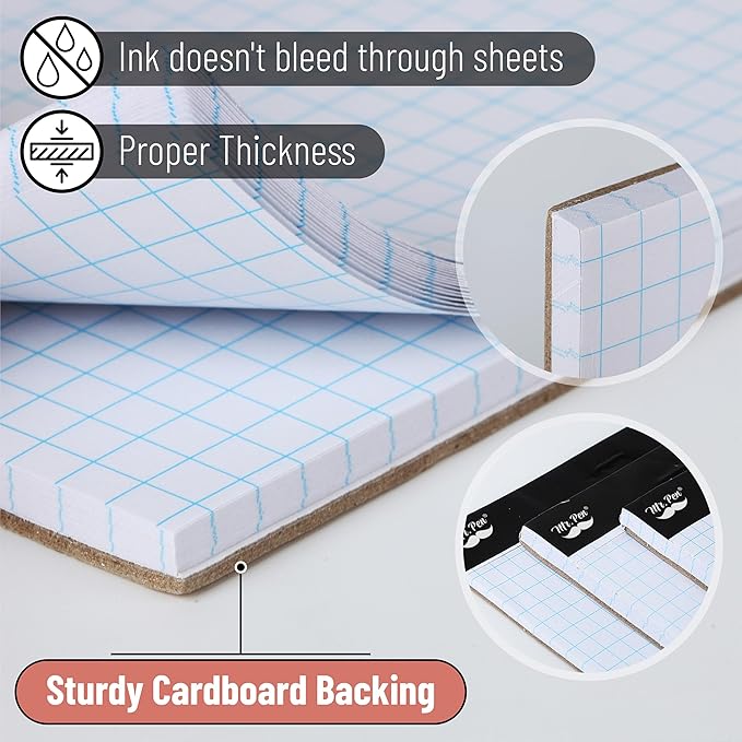Mr. Pen- Graph Paper pads 8.5 x 11 Inches, 2 Pack, 55 Sheets/Pack, 5x5 (5 Squares Per Inch), Blueprint Grid Paper Pads 8.5 x 11, Math Notebook