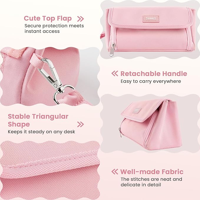 Sooez Super Large Pencil Case, Big Capacity Pencil Bag with 3 Compartments, can hold 100 pencils, Cute Pencil Pouch with Zipper, Portable Stationery Pen Bag, School Supplies For Teen Girls, Purple