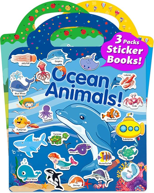 Walenced Reusable Sticker Book for Toddlers, Stickers for Kids, Toddler Sticker Book, Toddler Craft Activities, Toddler Travel Toys Boy Girl Birthday Gifts