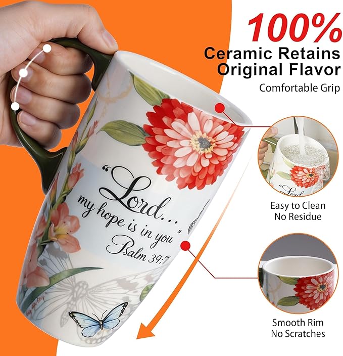 Topadorn 17 OZ. Ceramic Coffee Mug Travel Cup with Handle Sealed Lid and Color Box