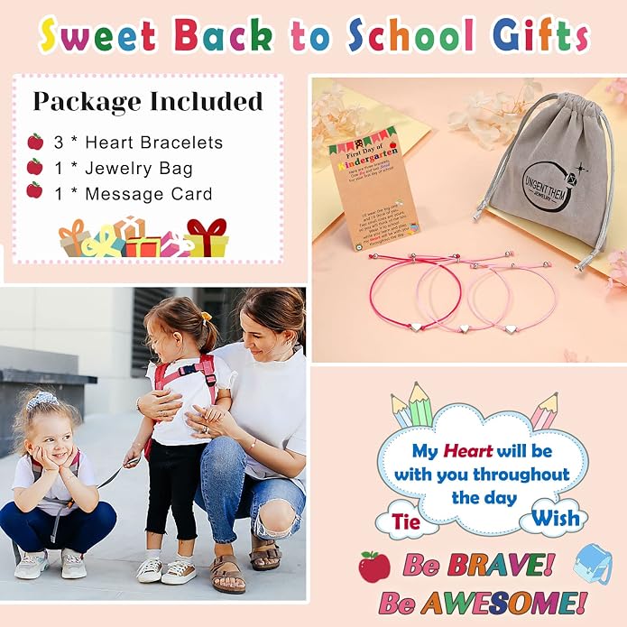 UNGENT THEM Big & Small Heart Bracelets Back to School Gifts for Girls