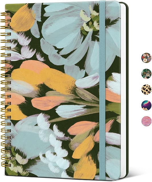 Taja Lined Spiral Journal Notebook for Women, A5 Cute College Ruled Hardcover Notebook for Work & Note Taking, Pretty Journal for Writing, 140 Pages, Soft Petals