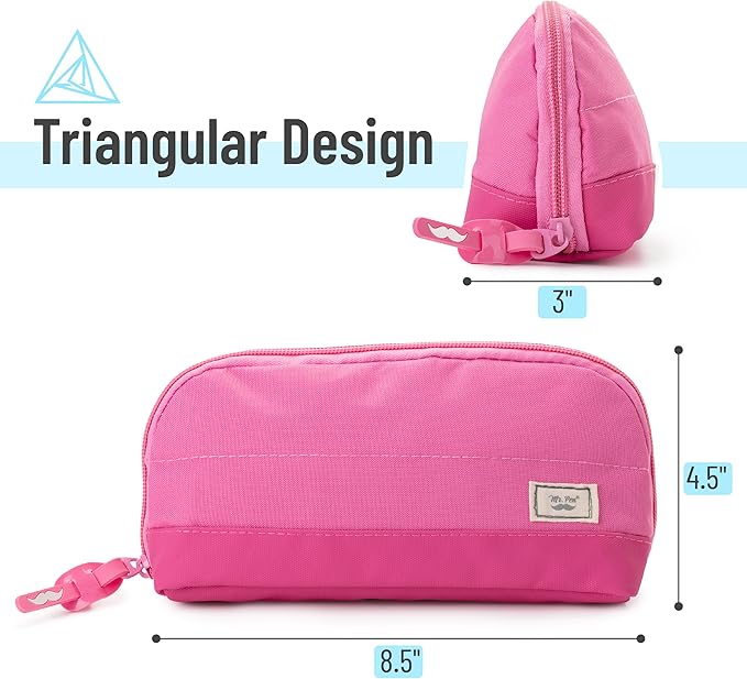 Mr. Pen- Fabric Pencil Case Pouch, Pink, Triangular Shape Pencil Pouch