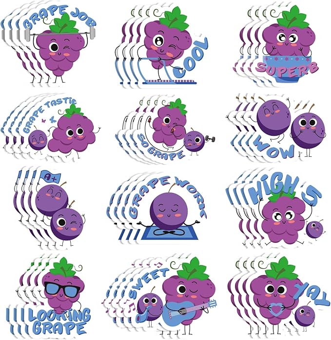 Jetec 300 Pcs Scratch and Sniff Sticker for Kids Smelly Scented Motivational Reward Stickers Teacher Incentive Positive Decal for Student Classroom Chart School Supplies(Grape)