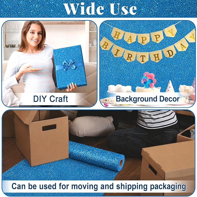 Glitter Dark Blue Bulletin Board Roll Non-Woven Fabric Poster 15.7" x12ft