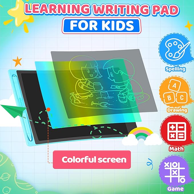8 Pack LCD Writing Tablet for Kid, 8.5 Inch Doodle Writing Board Drawing Pad, Airplane Travel Activities Quiet Calm Down Classroom Learning Toy for Boy Girl Age 3 4 5 6 7 8 Easter Basket Stuffer