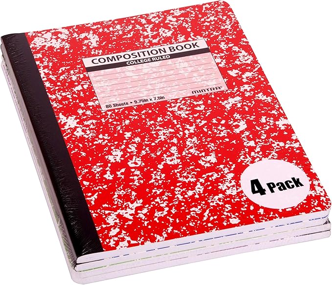 Mintra Office Composition Books (Assorted Marble Comp - College Ruled, 24 Units (6-4pks))