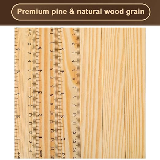 Zonon 100 Pcs Wooden Ruler Bulk Wood Measuring Ruler Office 2 Scale for School Education Families Kids Students (6 Inch)