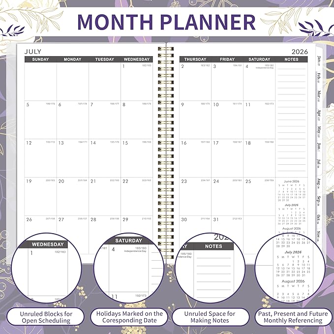 Monthly Planner 2026-2031 - 5 Year Planner/Calendar 2026-2031, 11" x 9", 2026 Calendar Planner, Jul 2026 - Jun 2031, Tabs, Back Pocket, Holidays, Twin-Wire Binding