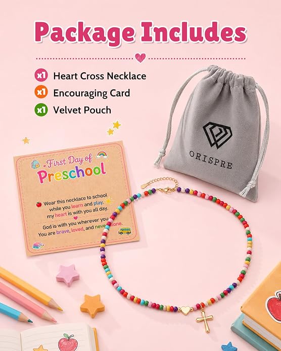 First Day of School Gift for Girls Kindergarten Preschool Necklace