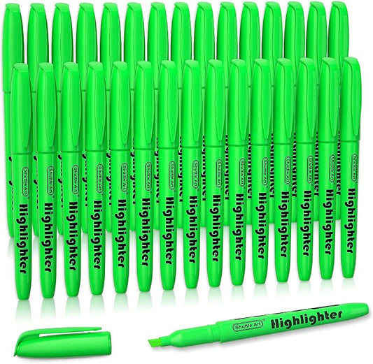 Shuttle Art Highlighters, 30 Pack Green Highlighter Pens Bright Colors, Chisel Tip Dry-Quickly Non-Toxic Highlighter Markers for Adults Teachers Students Highlighting in Home School Office