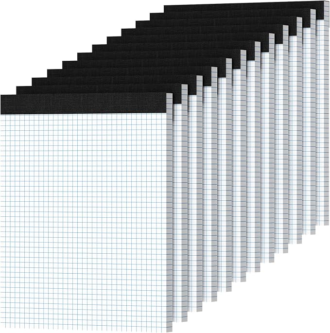 Ciphyfee Graph Paper 8.5 X 11, 12 Pack, 4x4 Quad Ruled, Grid Paper Pad 8-1/2" X 11", Grid Pad 8.5 X 11.75, Engineering Notebook, Easy Tears Off, White 70 Gsm Graft Paper
