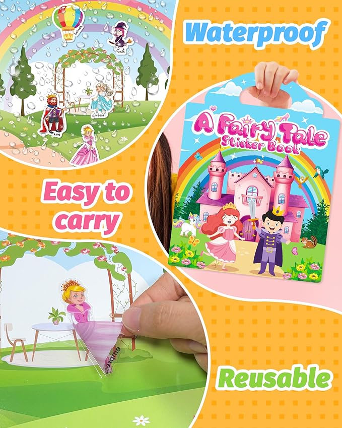 Walenced Reusable Sticker Book for Toddlers, Travel Stickers for Kids, Toddler Craft Activities Toys, Birthday Gifts for Boys & Girls