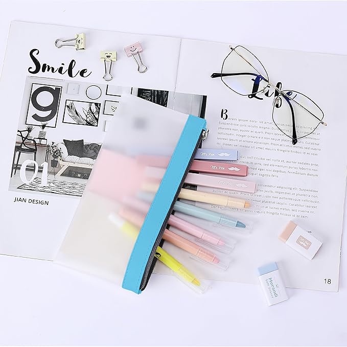 Mr. Pen- Clear Pencil Pouch, 8.50"x4.25", 3 Pack, Durable TPU Material, Medium Water-Resistant Pencil Bags with Smooth Zipper, Multipurpose Clear Pouch for Stationery, School, Office, Travel Supplies