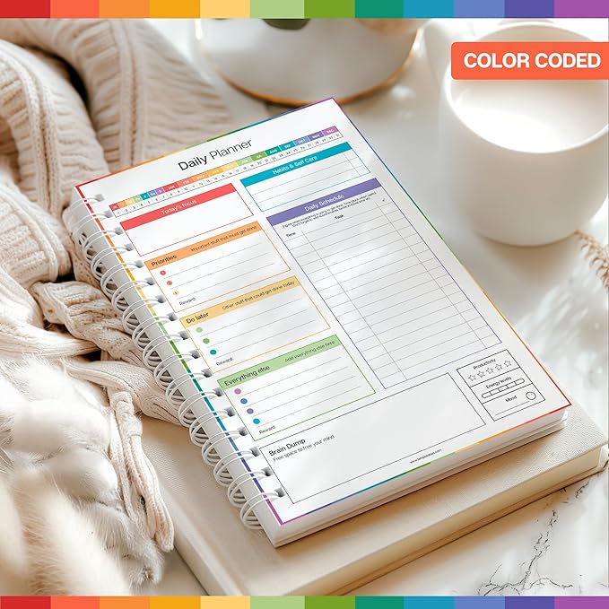 ADHD Daily Planner for Neurodivergent Adults - Productivity Daily Planner & Task Management to Stay Organized and Focused (Colorful)