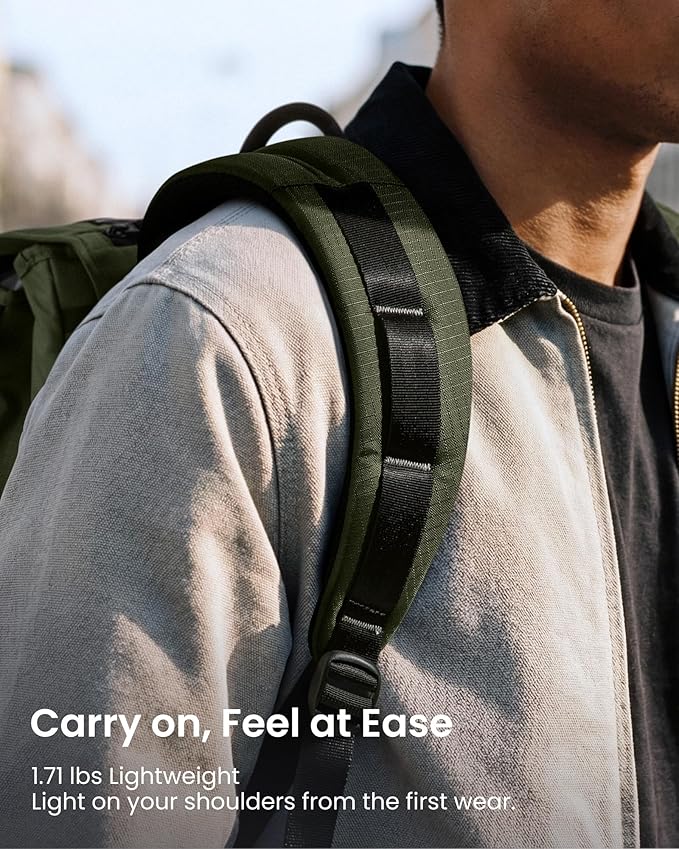 tomtoc Flap Laptop Backpack, Lightweight, Water-Resistant Casual Daypack, Durable Work-pack, Vintage Classic Rucksack for 13-16 Inch Laptop, perfect for Campus, Street, 22L