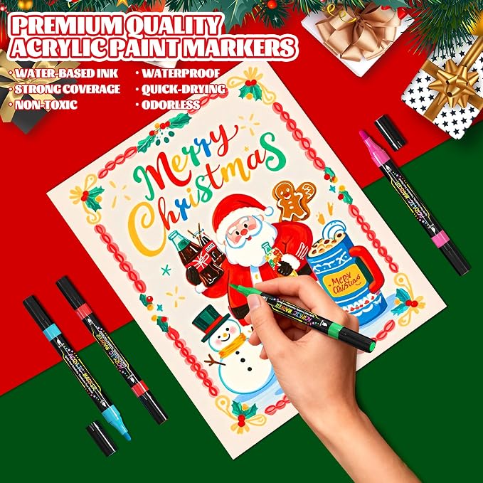 WINSONS 30 Colors Dual Tip Acrylic Paint Markers Pens