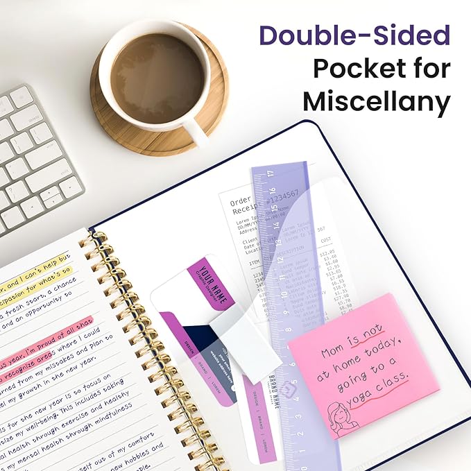 Taja Spiral Lined Journal for Women, Notebook for Work with Pretty Cover, 140 College Ruled Pages, Hardcover Notebook for Journaling, Note Taking, Bible Study, Cosmic Amethyst