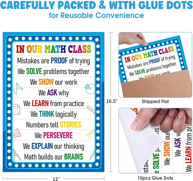 FaCraft In Our Math Class Poster - Growth Mindset Math Classroom Decorations for Elementary Middle High School Educational Motivational Math Bulletin Board Wall Decor Back to School Teacher Supplies