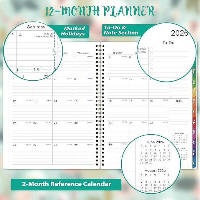 2026-2027 Planner - 2026-2027 Planner Weekly and Monthly, Jul.2026-Jun.2027, 8.5''x11'', Large Daily Blocks to Write, Academic Weekly Monthly Planners with Colorful Tabs, Inner Pocket
