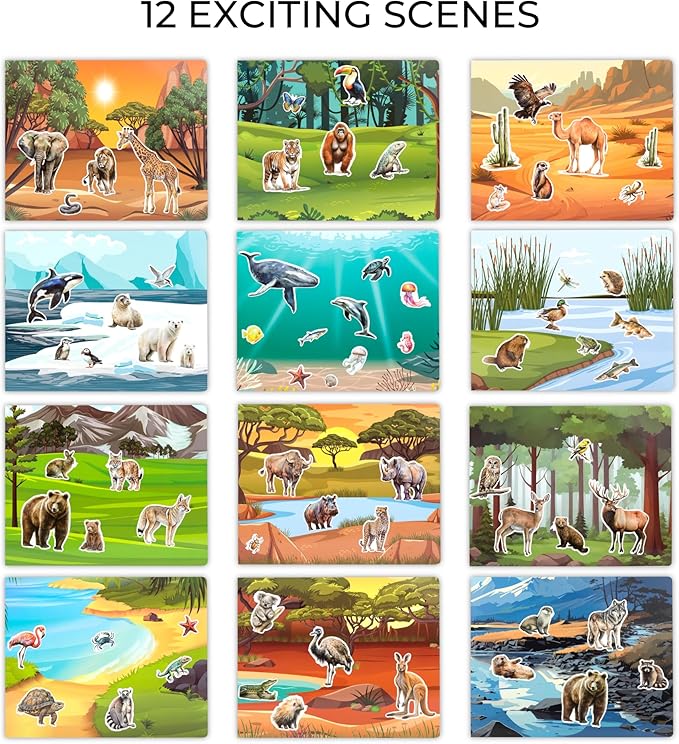 ZICOTO Fun Sticker Book for Toddlers 2-4 Years - Perfect Kids Activity Book with Beautiful Stickers & 12 Themes for Entertaining Girls & Boys 4-8 While Traveling - Incl. Animal and Coloring Pages