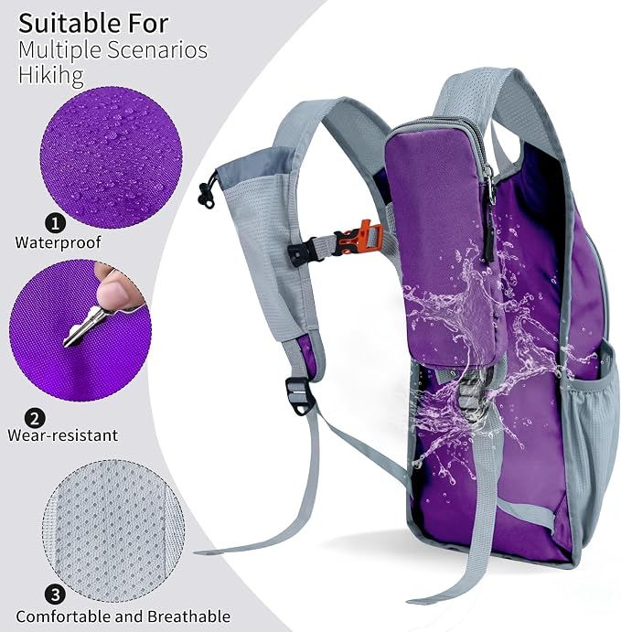 Small Hiking Backpack Packable Lightweight for Women Men | 10L/15L, Hiking Daypack, Foldable, Water Resistan, Ultralight, with Phone Pocket, Travel, Outdoor, Walking