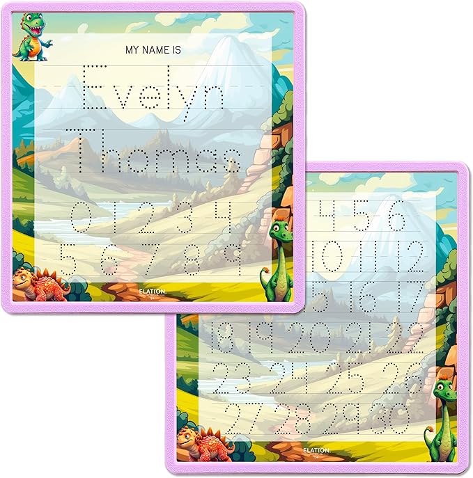 Kid's Name Tracing Board | Dry Erase Letter Tracing | Reusable Writing Practice Board | Personalized | Dinosaur Friends Theme