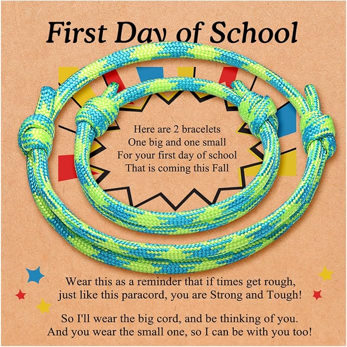 PINKDODO First Day of School Bracelet Back to School Gifts Mommy and Me Bracelets Mother Son Bracelet
