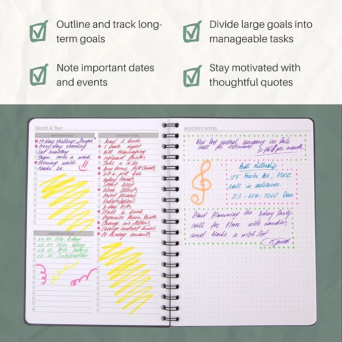 Undated Monthly Planner 2026 2027-18 Month Calendar Planner Book for School, Office and Home - Simplified Hardcover Blank Planners for Goals, Tasks and Dates - B5 Pink