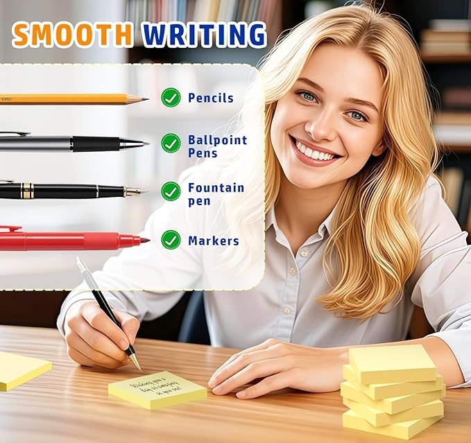 24 Pack Yellow Sticky Notes Mini,2x2 in Small Sticky Notes,2400pcs Notes Pads,Clean Removal,Strong Self-Adhesive Notes Easy to Post Bulk for Enterprise,Office Meetings & Brainstorming,School
