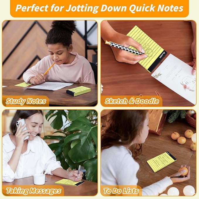 Oleitodh 3x5 Notepads – 48 Pack Yellow Memo Pads Small Writing Pads with Perforated Lined Pages, Mini Note Pads 30 Sheets per Lined Note Pads 3x5, Pocket Notepads for Office School Home Supplies