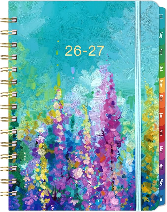 Planner 2026-2027 - Academic Planner 2026-2027, Jul 2026 - Jun 2027, 2026 2027 Planners Weekly and Monthly, 6.3" x 8.4", 26-27 Calendar Planners with Hardcover, Colorful Tabs, Pocket - Oil Painting
