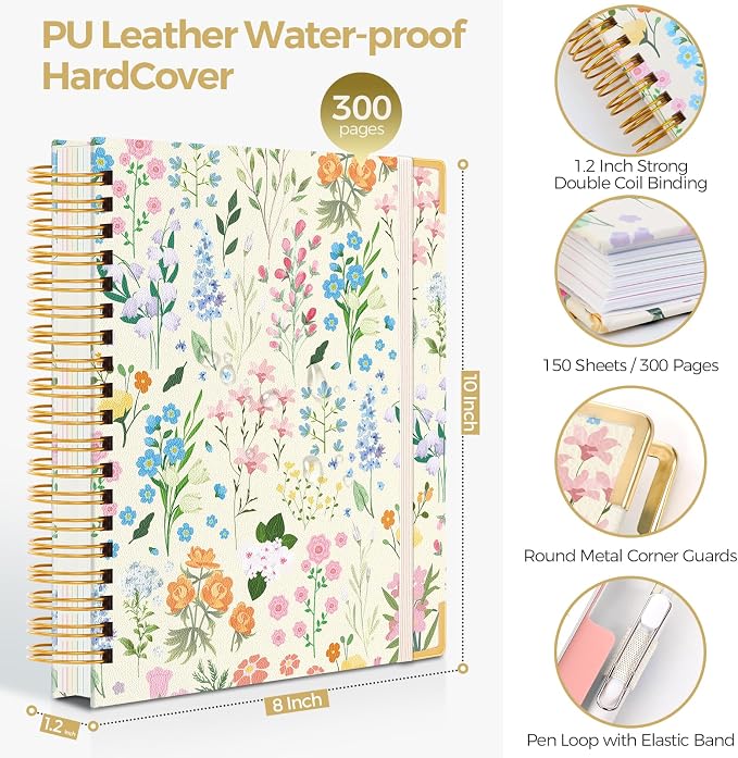 SKYDUE Sprial Notebook With Dividers Tabs, 5 Subject Notebook College Ruled