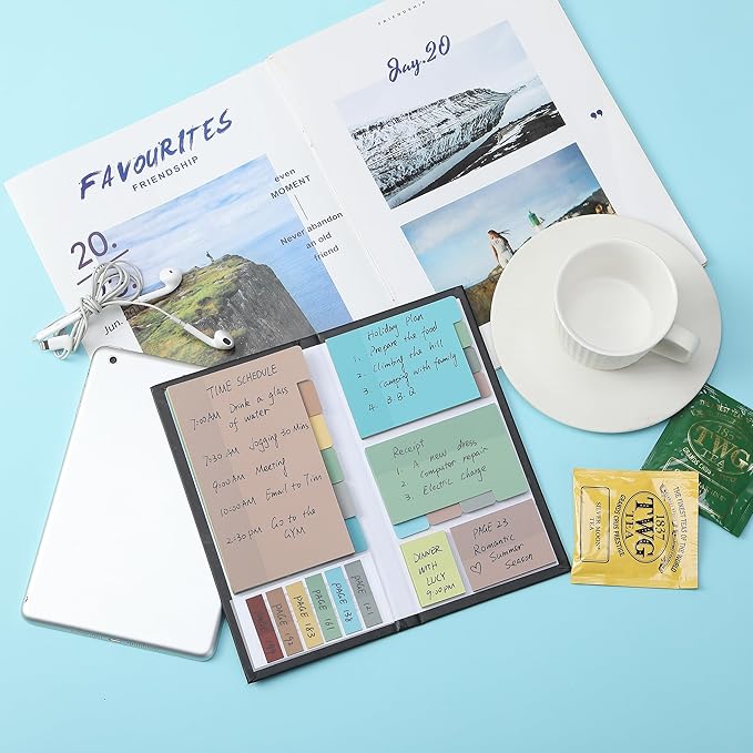 Mr. Pen- Transparent Sticky Notes Set, 410 Pack, Transparent Sticky Notes Tabs with Black Fineliner Pen for Bible Study, Office, School, Planning, Journaling & Organization