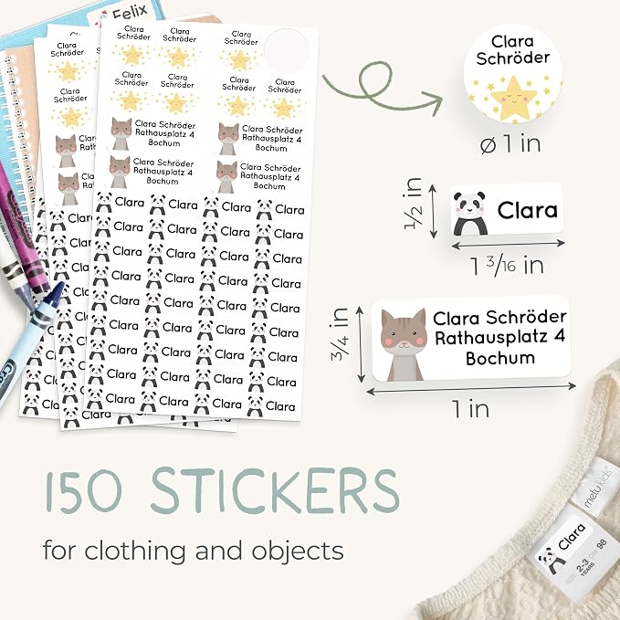 Personalized Daycare Name Labels for Kids [210pcs, Cozy Farm] - Waterproof Name Stickers for School, Baby Bottles & Clothing - Custom Name Stickers - Washable Stick On Labels (Various Sizes)