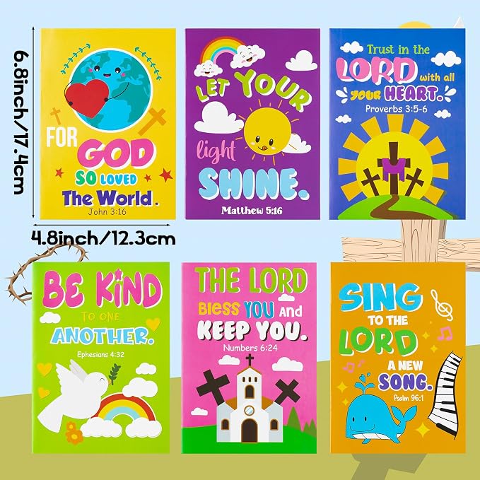 Dvbonike 48Pcs Bible Coloring Books - Religious Theme DIY Color-in Pages with Inspirational Words Drawing Holiday Christian Activity Supplies for Sunday School Classroom Rewards Artwork Gift for Kids