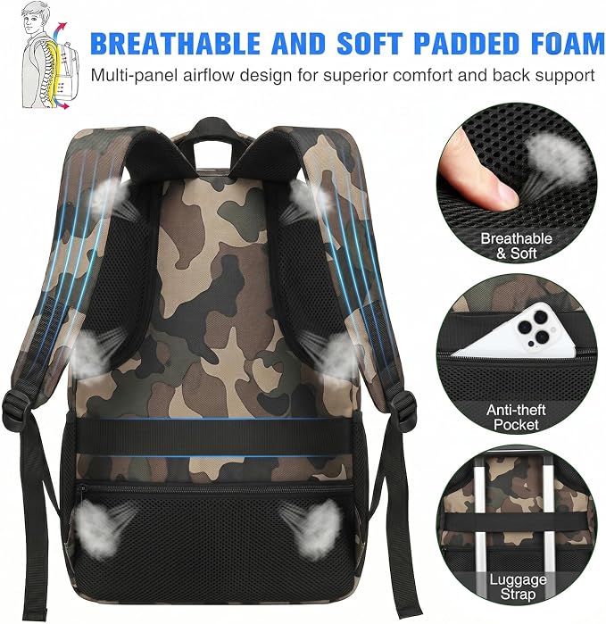 Paude Laptop Backpack for Man and Teens,17.3 Inch School Backpack,Large Bookbag for High School College Students Work,Waterproof
