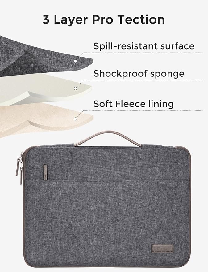 DOMISO 17.3 inch Laptop Case Sleeve Protective Cover Compatible with 17.3 inch HP Pavilion Envy 17/Lenovo IdeaPad/Acer/ASUS/Dell/Alienware/LG Gram,Water Resistant Computer Bag with Handle,Dark Grey