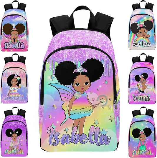M YESCUSTOM Custom School Backpack for Girls with Name Shining Girls Backpack Multi Color Personalized Elementary Bookbag for Teen Shoulder Bag Children Travel Backpack Daypack Bag for School College