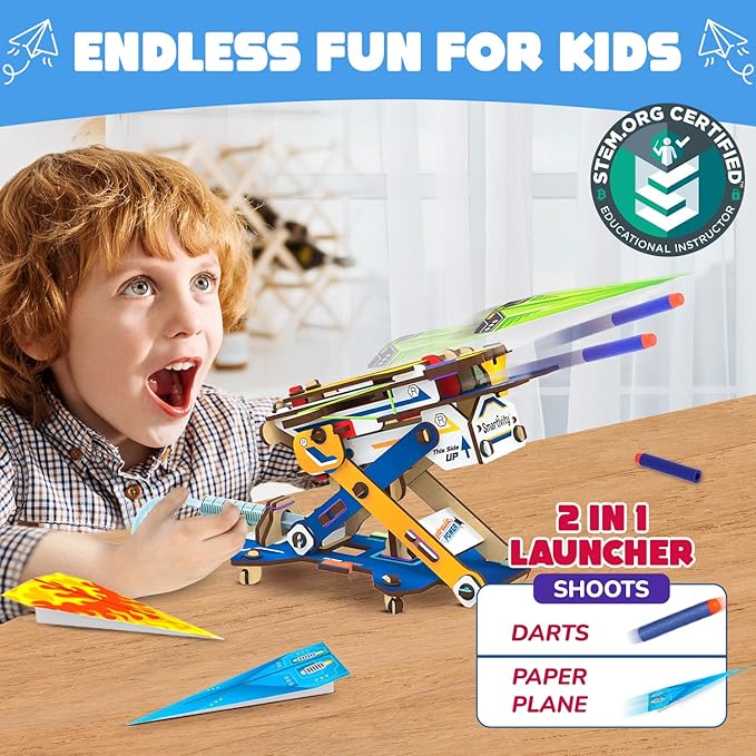 Smartivity DIY 2in1 Hydraulic Paper Airplanes & Darts Launcher STEM Toy for Kids Ages 6-14 Years I Birthday Gifts for Smart Kids | Science Kit for Boys & Girls 6, 8,10,12,14 Years Old