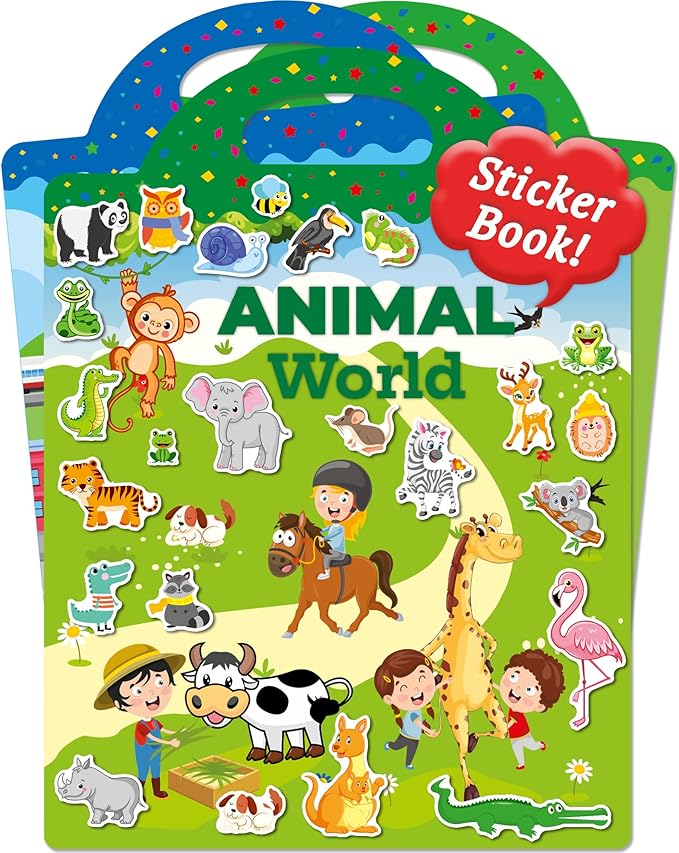 Benresive Reusable Sticker Book for Toddlers & Stickers for Kids, Toddler Travel Toys, Craft Activities, Boys & Girls Birthday Gifts